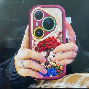Decorative Tree Design Phone Case - Multicolor